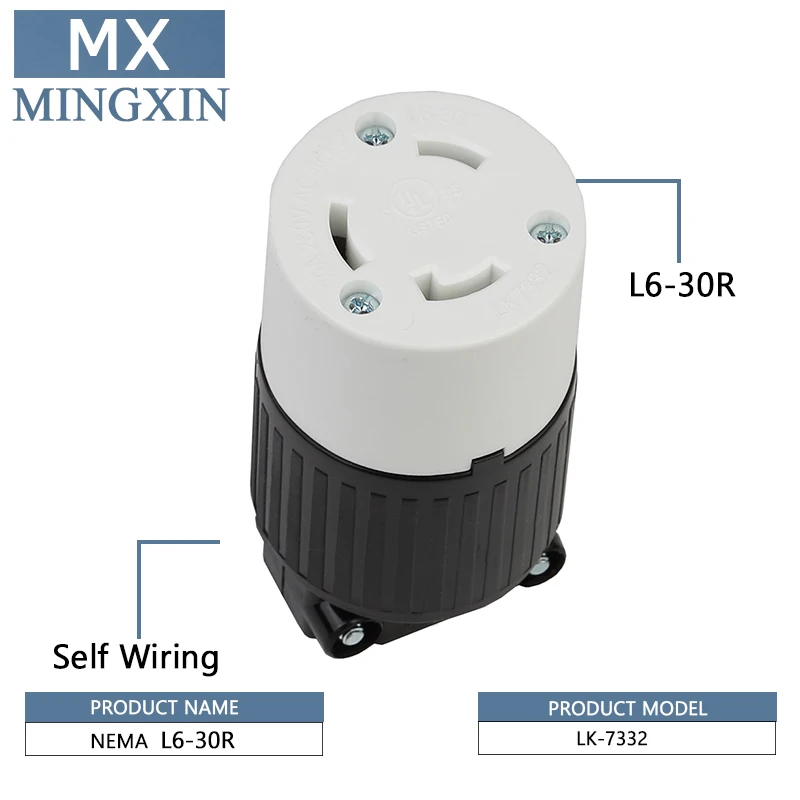 NEMA L6-30R American Standard self-tapping industrial level socket, easy to remove 3 pole socket NEMA L6-30R
NEMA L6-30R American Standard self-tapping industrial level socket, easy to remove 3 pole socket NEMA L6-30R