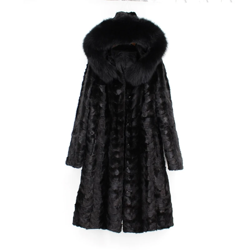 100% genuine natural mink fur coat with hoody long (1)