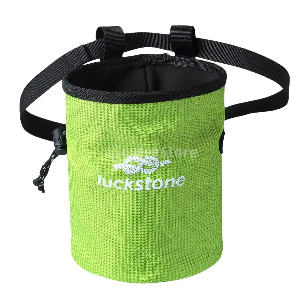 Large Gymnastics Rock Climbers Outdoor Climbing Chalk Bag with Drawstring Closure Adjustable Belt & Brush Slot