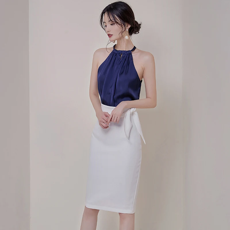Summer Office Lady Runway Two Piece Set Women Off Shoulder Halter Shirt Tops Suits + Work Bow Bodycon Pencil Skirts Set
Summer Office Lady Runway Two Piece Set Women Off Shoulder Halter Shirt Tops Suits + Work Bow Bodycon Pencil Skirts Set