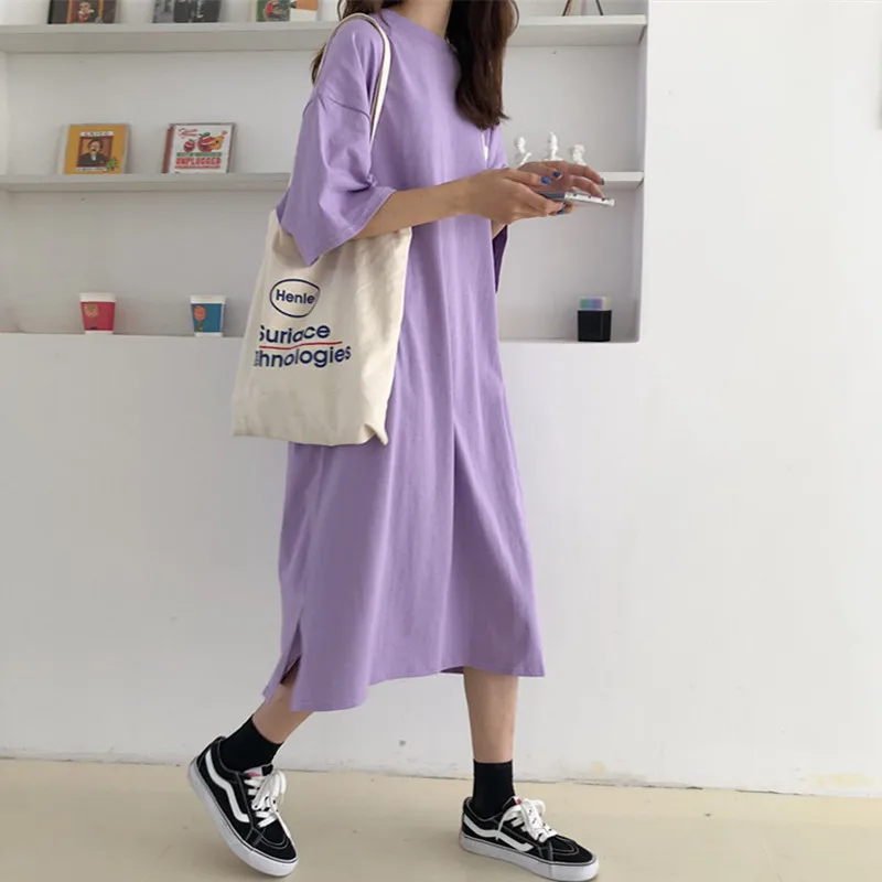 Fashion Print Letter Preppy Style Loose Shirts Dress Knitting Cotton Korea Design Sweet Girl's Summer Dress Women Casual Dress
Fashion Print Letter Preppy Style Loose Shirts Dress Knitting Cotton Korea Design Sweet Girl's Summer Dress Women Casual Dress