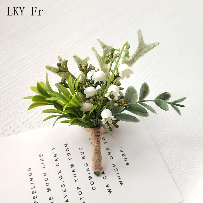 LKY Fr бутоньерка корсаж булавка цветы зеленый лес свадебная для мужчин Свадебный