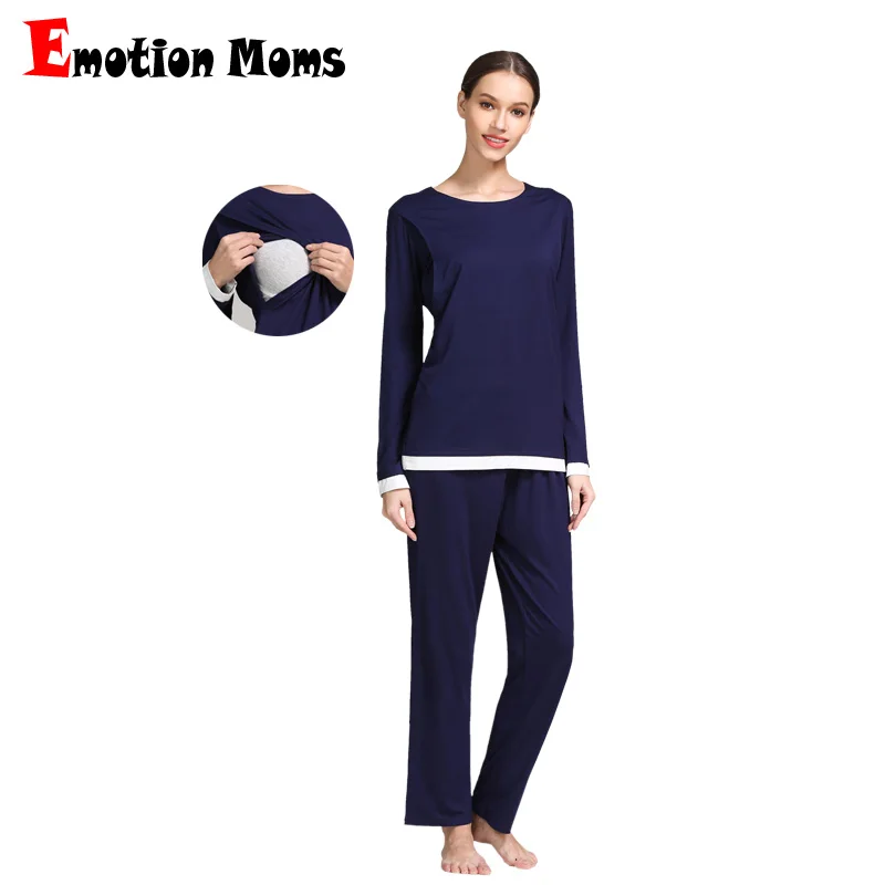 

Big Size Long Sleeve Maternity Pajama Set Breastfeeding PJS Sleepwear Women Pregnant Nightwear Soft Stretch Adjustable Waistband