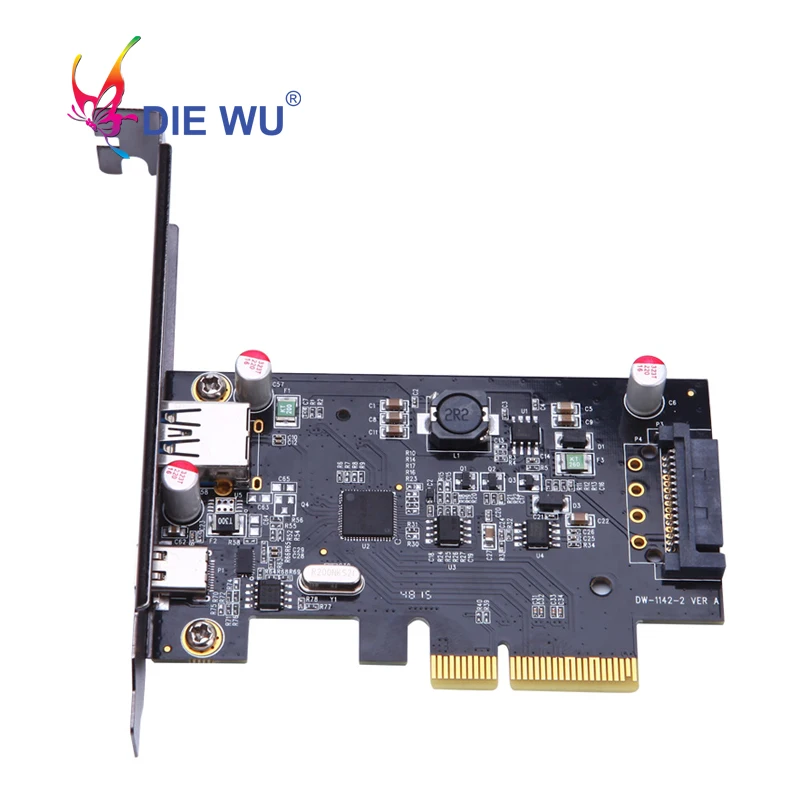 

DIEWU PCI Express PCIe to USB Type A Type C Riser card adapter SATA 15pin Power Connector TXB052