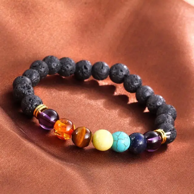 2017 Nouvelle Arrivée 7 Chakra Guérison Perlé Bracelet De Pierre De Lave Naturelle 2017 Nouvelle Arrivée 7 Chakra Guérison Perlé Bracelet Bracelet Lave Naturelle Pierre Diffuseur Bijoux Délicat Août