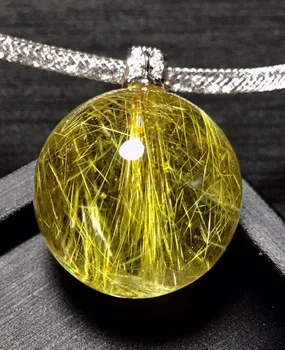 Natural Gold Rutilated Quartz Crystal Titanium Pendant Sphere Ball 26mm Women Necklace Pendant Jewelry AAAAA Certificate
Natural Gold Rutilated Quartz Crystal Titanium Pendant Sphere Ball 26mm Women Necklace Pendant Jewelry AAAAA Certificate