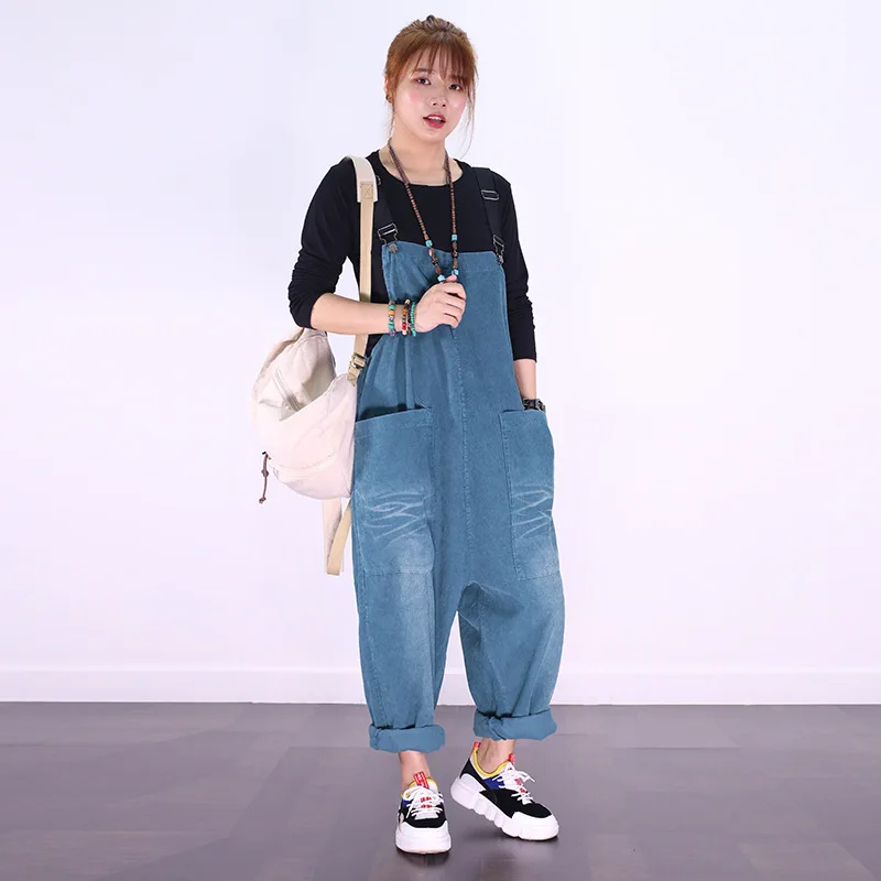 Women Corduroy Jumpsuit Baggy Large size bib Harlan overalls drop crotch Suspenders pants Cute Corduroy Rompers Trousers 8566
Women Corduroy Jumpsuit Baggy Large size bib Harlan overalls drop crotch Suspenders pants Cute Corduroy Rompers Trousers 8566