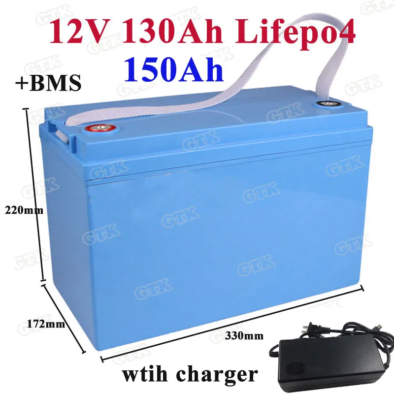 Waterproof 12V 130Ah 150Ah LiFepo4 lithium battery pack with BMS for golf cart RV marine motorhome energy storage+10A charger
Waterproof 12V 130Ah 150Ah LiFepo4 lithium battery pack with BMS for golf cart RV marine motorhome energy storage+10A charger