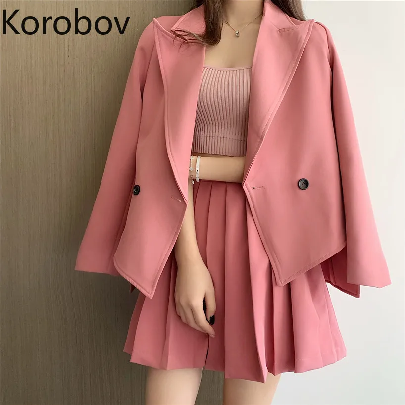 Korobov Korean Pink Sweet Women Blazer and A Line Pleated Skirts 2 Piece Outfits for Women New Fashion Female Suits 77682
Korobov Korean Pink Sweet Women Blazer and A Line Pleated Skirts 2 Piece Outfits for Women New Fashion Female Suits 77682