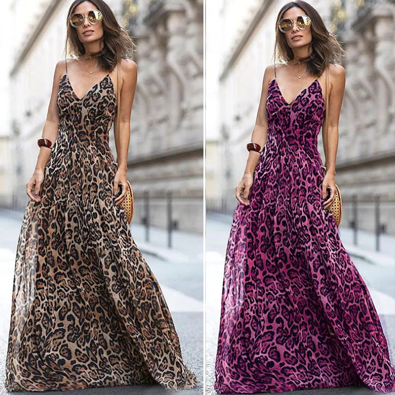 2019 Vintage Leopard Print Maxi Dress Women Sexy V Neck Spaghetti Strap Summer Chiffon Beach Retro Long Dress Vestidos DG404
2019 Vintage Leopard Print Maxi Dress Women Sexy V Neck Spaghetti Strap Summer Chiffon Beach Retro Long Dress Vestidos DG404