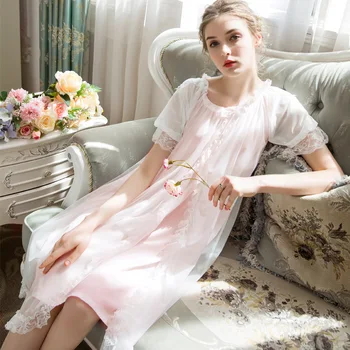Summer Short Sleeve Court Princess Sweet Lace Modal Sleeping Skirt Womens Nightgown Sleepwear Slash Neck Sexy Sleeping Dress
Summer Short Sleeve Court Princess Sweet Lace Modal Sleeping Skirt Womens Nightgown Sleepwear Slash Neck Sexy Sleeping Dress