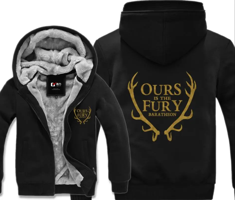 Game of Thrones House Baratheon of Storm's End Hoodie Hooded OURS IS THE FURY Thick Zipper Sweatshirts Winter Jackets and Coats
Game of Thrones House Baratheon of Storm's End Hoodie Hooded OURS IS THE FURY Thick Zipper Sweatshirts Winter Jackets and Coats