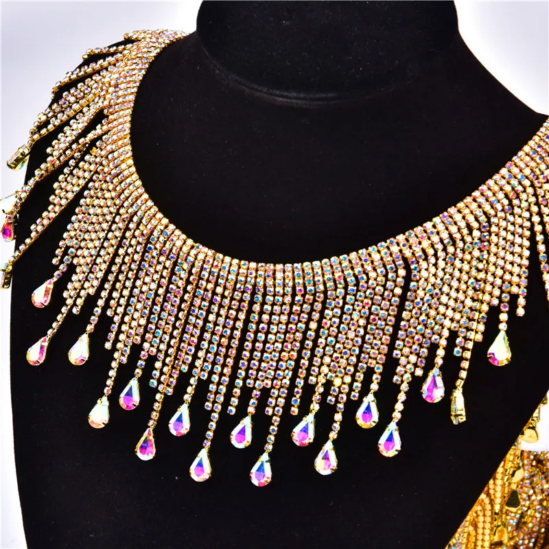 50cm/piece Beautiful long Tassels AB Crystal Silver gold Chain wedding Necklace curtain decoration Costume Applique Trims Sewing
50cm/piece Beautiful long Tassels AB Crystal Silver gold Chain wedding Necklace curtain decoration Costume Applique Trims Sewing