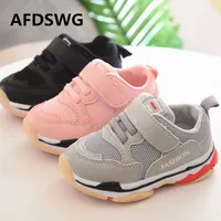 AFDSWG spring and autumn gray mesh breathable rubber soft little girl shoes black childrens shoes pink boys sport shoes image