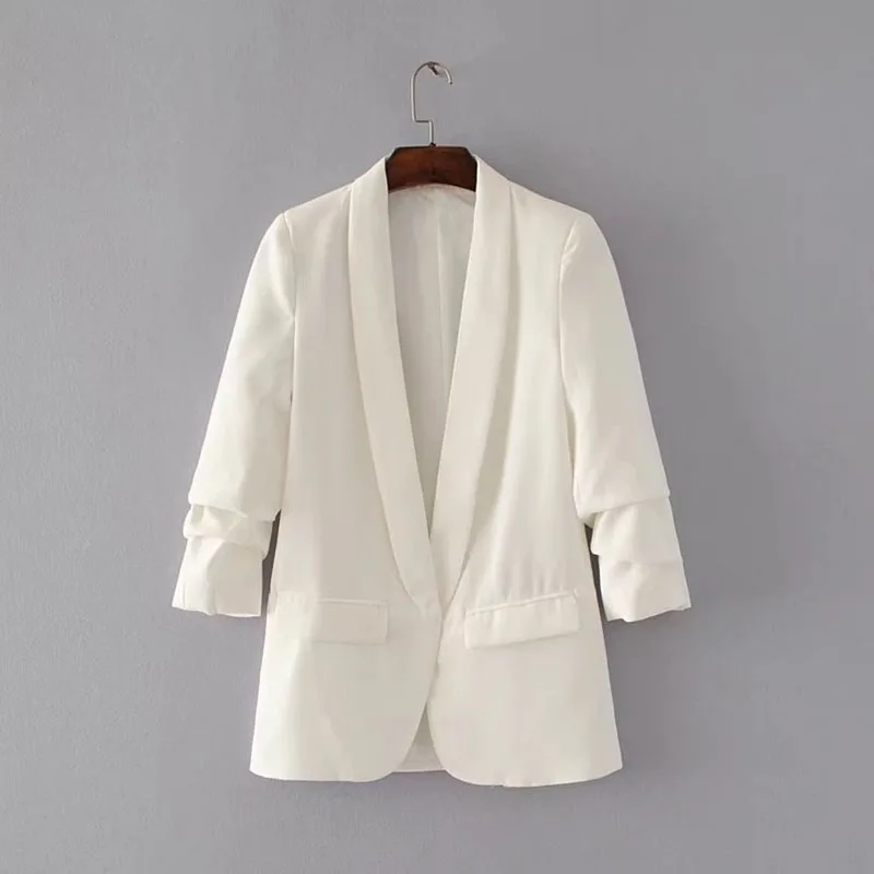 2018 Women White Blazer Slim Casual Notched Suit Coat Outerwear Office Lady Solid Blazer
2018 Women White Blazer Slim Casual Notched Suit Coat Outerwear Office Lady Solid Blazer