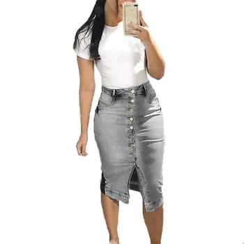 2019 Women Summer Sexy Denim Skirts Slim Button Bodycon Skirt Party Club Pencil Skirt 
2019 Women Summer Sexy Denim Skirts Slim Button Bodycon Skirt Party Club Pencil Skirt