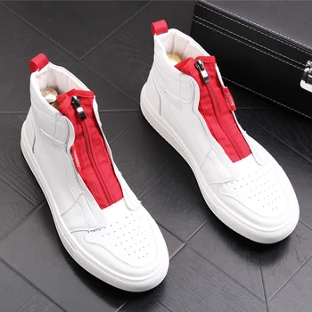2019 British Men Trendy high tops Shoes zipper white black Casual Flats Male Wedding Moccasins Sapato Social Masculino
2019 British Men Trendy high tops Shoes zipper white black Casual Flats Male Wedding Moccasins Sapato Social Masculino