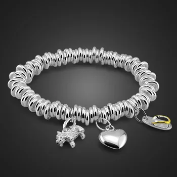 British fashion style silver bracelet.Woman solid 925 silver heart-shaped pendant bracelet.Individuality stretch bracelets.
British fashion style silver bracelet.Woman solid 925 silver heart-shaped pendant bracelet.Individuality stretch bracelets.