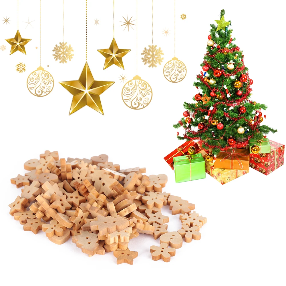 100Pcs/Set DIY Crafts Christmas Tree Snowflake Mixed 2 Holes Wood Buttons Natural Sewing Wooden Buttons Scrapbooking
100Pcs/Set DIY Crafts Christmas Tree Snowflake Mixed 2 Holes Wood Buttons Natural Sewing Wooden Buttons Scrapbooking