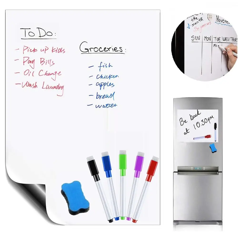 A4 Magnetic Dry Erase Whiteboard Sheet Kitchen Fridge Magnets 5 Markers Pen 1 Eraser Refrigerator White Board Organizer Planner
A4 Magnetic Dry Erase Whiteboard Sheet Kitchen Fridge Magnets 5 Markers Pen 1 Eraser Refrigerator White Board Organizer Planner