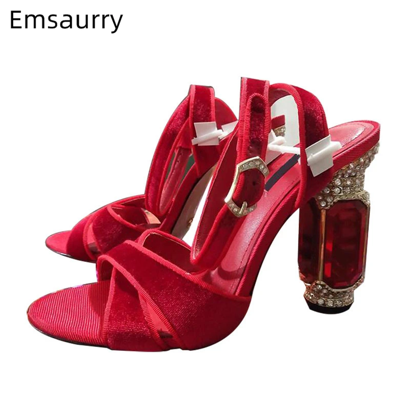 Luxury Velvet Diamond Heel Summer Shoes Woman Cross Band Ankle Strappy Jewelled High Heels With Rhinestone Sandals Women
Luxury Velvet Diamond Heel Summer Shoes Woman Cross Band Ankle Strappy Jewelled High Heels With Rhinestone Sandals Women