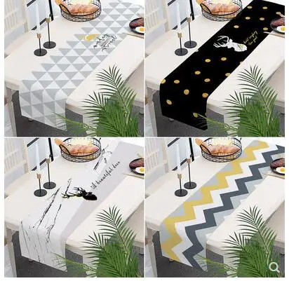 

Nordic elk geometric design table flag cotton and linen table mat tea table coffee table cloth tablecloth lotus bed flag