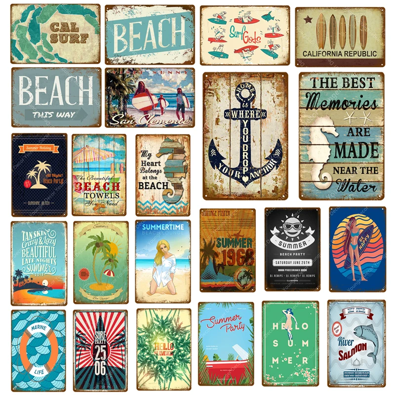 Summer Beach Signs Sal Surf Waves Surfing Metal Painting Poster Wall Pictures Art Plate Bar Cafe Pub Home Decoration
Summer Beach Signs Sal Surf Waves Surfing Metal Painting Poster Wall Pictures Art Plate Bar Cafe Pub Home Decoration