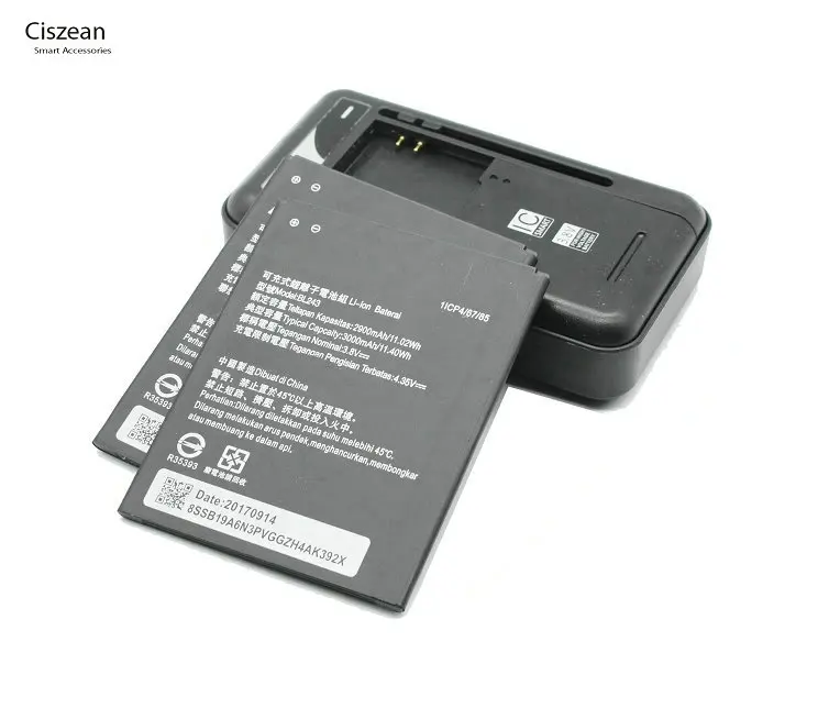 Ciszean 2x BL243 Replacement Battery For lenovo Lemon K3 Note K50-T5 A5600 A7600 A5860 A7000 A5500 3000mAh + Universal Charger
Ciszean 2x BL243 Replacement Battery For lenovo Lemon K3 Note K50-T5 A5600 A7600 A5860 A7000 A5500 3000mAh + Universal Charger