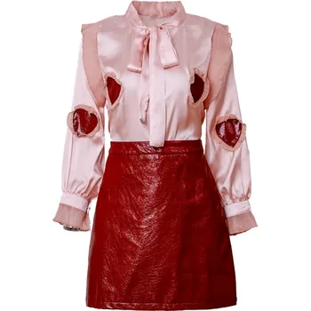 Pink Outfits Palace Style Women Two Piece Set Elegant Shirts and Heart PU Skirt Suits Fall Vintage Suits Female 2 Piece Sets
Pink Outfits Palace Style Women Two Piece Set Elegant Shirts and Heart PU Skirt Suits Fall Vintage Suits Female 2 Piece Sets