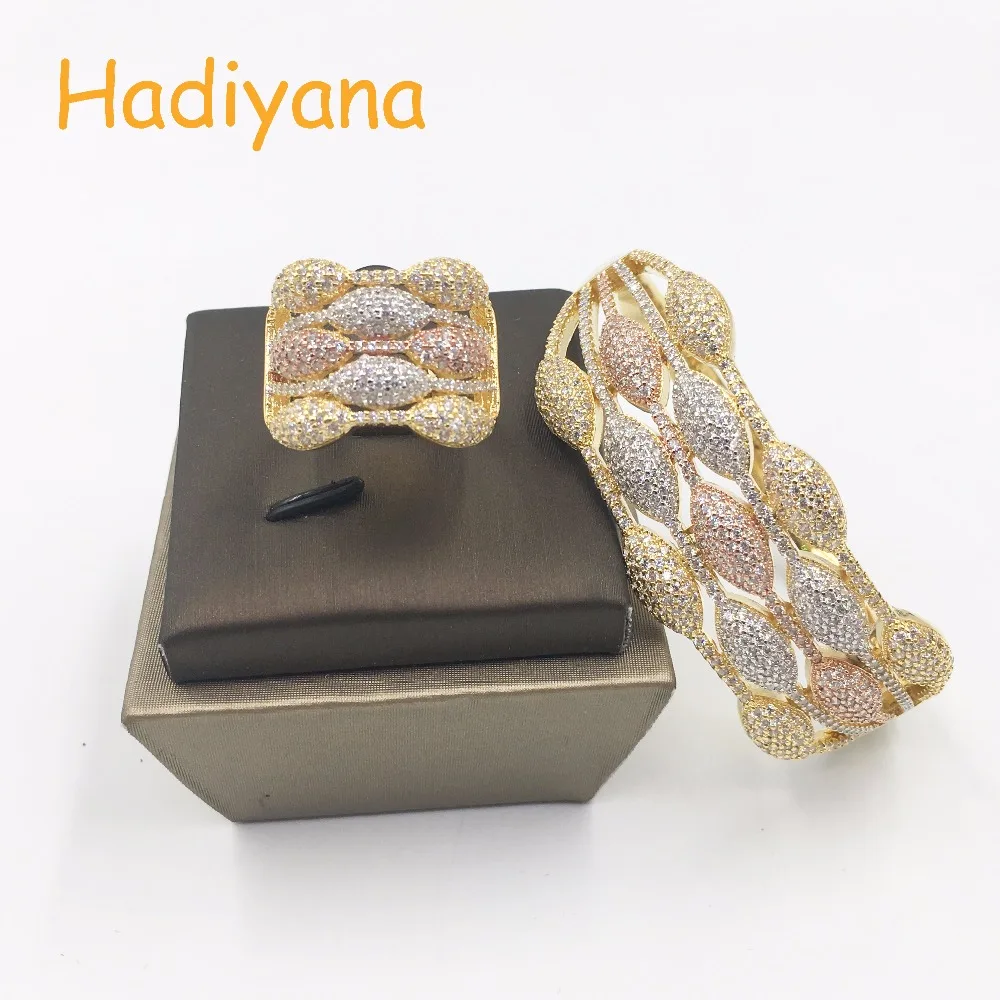 HADIYANA 2017 Bangle&Ring 2pcs Jewelry Set AAA Cubic Zirconia 3 Tones Muticolor Dubai Luxury Design Wedding Party SZ398
HADIYANA 2017 Bangle&Ring 2pcs Jewelry Set AAA Cubic Zirconia 3 Tones Muticolor Dubai Luxury Design Wedding Party SZ398
