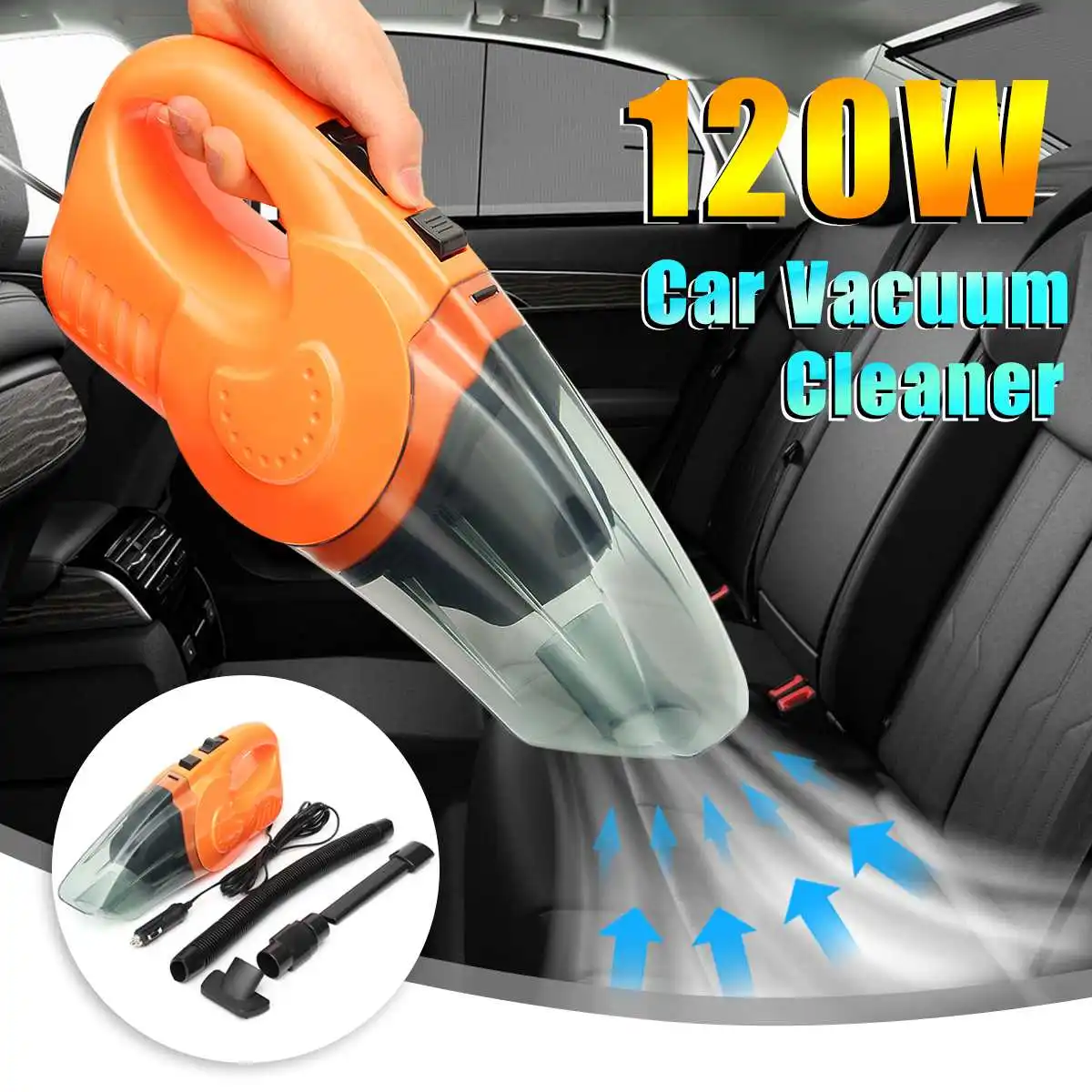 12V 120W Car Vacuum Cleaner Wet And Dry Dual Use Auto Cigarette Lighter Hepa Filter With 16FT Cord 5 Meter for Car Home
12V 120W Car Vacuum Cleaner Wet And Dry Dual Use Auto Cigarette Lighter Hepa Filter With 16FT Cord 5 Meter for Car Home