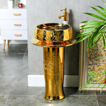 Art Washstand Basin golden Luxurious Creative Pillar BasinHousehold Floor Type Pillar pedestal basin
Art Washstand Basin golden Luxurious Creative Pillar BasinHousehold Floor Type Pillar pedestal basin