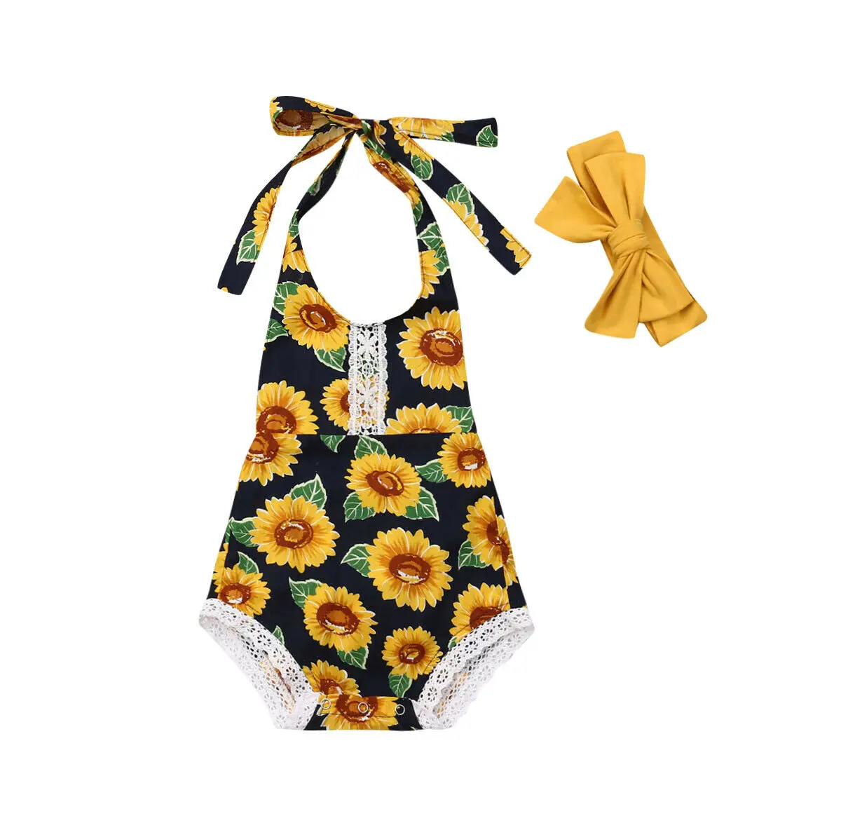 Newborn Kids Baby Girls 2PCS Sets Sunflower Hanging Neck Sleeveless Lace Romper Bow Headband Summer Clothes 0-18M
Newborn Kids Baby Girls 2PCS Sets Sunflower Hanging Neck Sleeveless Lace Romper Bow Headband Summer Clothes 0-18M