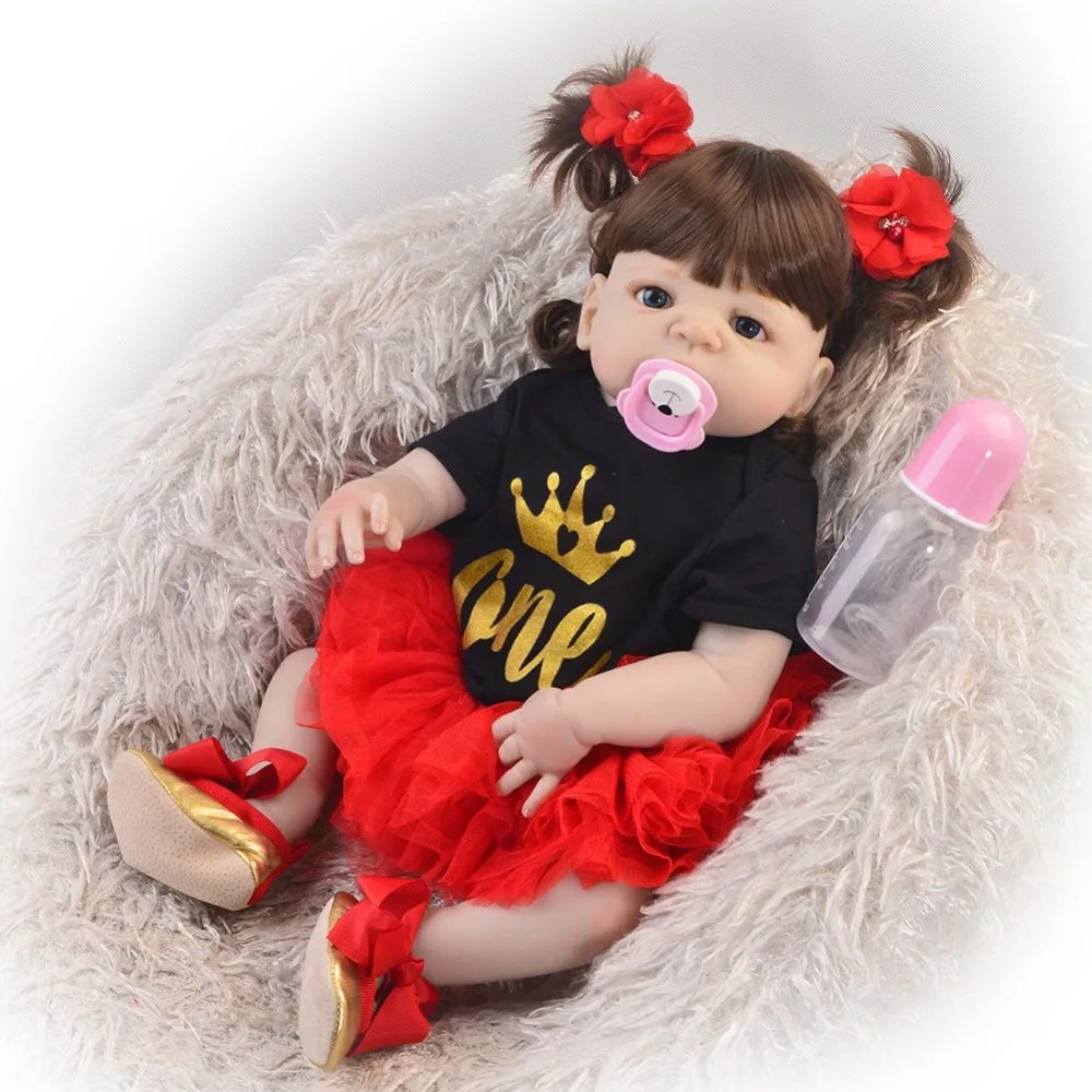 23 дюйма мягкий силиконовый младенец Reborn lifelike lol винил новорожденный bathe princess toddler