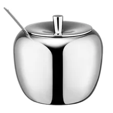 Realand 18/8 Stainless Steel Apple Sugar Bowl Seasoning Jar Condiment Pot Spice Container Canister Cruet with Lid and Spoon Realand 18/8 Stainless Steel Apple Sugar Bowl Seasoning Jar Condiment Pot Spice Container Canister Cruet with Lid and Spoon