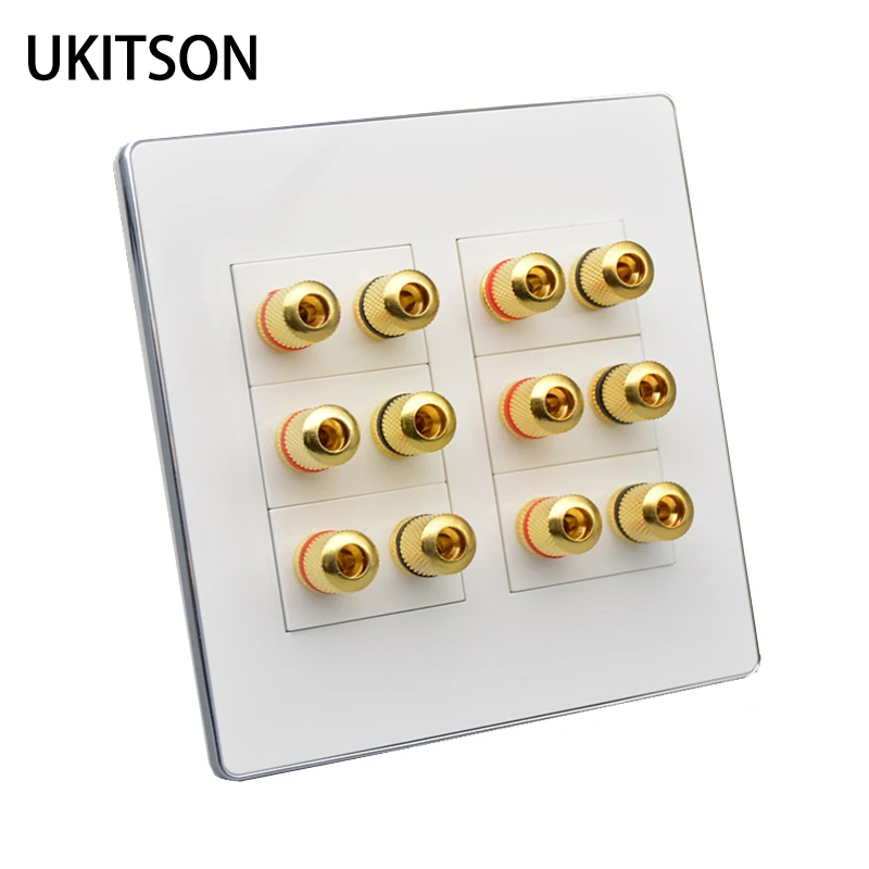Silver Edge 120x120mm Sound Box Plug Faceplate 12 Ports Speaker Banana Socket Wall Plate With Wire Connector
Silver Edge 120x120mm Sound Box Plug Faceplate 12 Ports Speaker Banana Socket Wall Plate With Wire Connector
