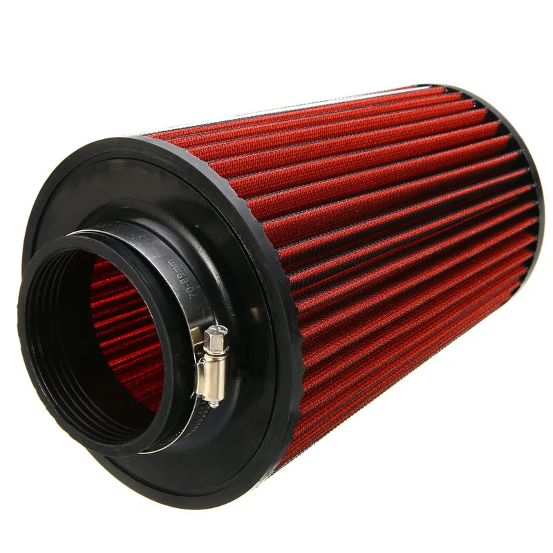 3" Car Trunk Cold Air Intake Filter High Flow Cold Air Intake System Tapered Cone Cleaner Red Automobile Filters
