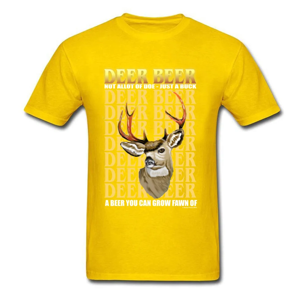 Tops Tees Deer Beer Father Day Funky Classic Short Sleeve Pure Cotton Round Neck Men T Shirts Classic T-shirts Deer Beer yellow