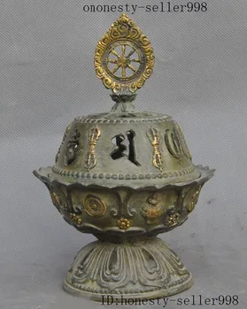 wedding decoration Old China buddhism bronze gilt Auspicious eight treasures incense burner Censer
wedding decoration Old China buddhism bronze gilt Auspicious eight treasures incense burner Censer