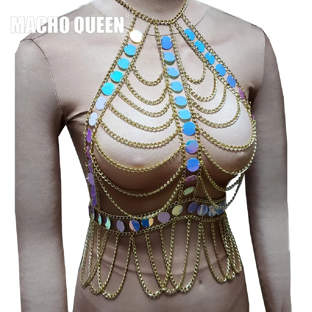 Holographic Burning Man Rave Body Chain Crop Top Costumes Muscial Festival Outfits Clothes
Holographic Burning Man Rave Body Chain Crop Top Costumes Muscial Festival Outfits Clothes