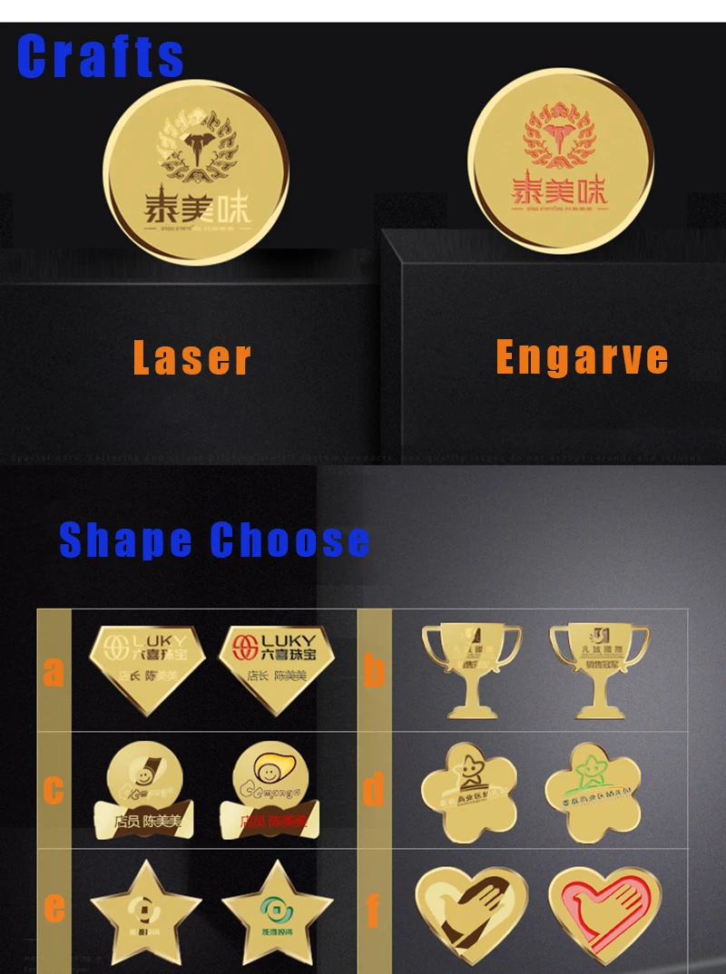 Custom Gold Name Tag Pin Badge Round Lapel Pin Personalized Metal Badge Holder (5)