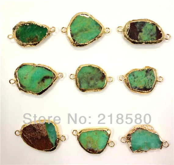 SP-064 10pcs Free form Apple Chrysoprase Stone Pendant Connectors With Two Bails Gold Electroplated Approx 30mm-45mm
SP-064 10pcs Free form Apple Chrysoprase Stone Pendant Connectors With Two Bails Gold Electroplated Approx 30mm-45mm