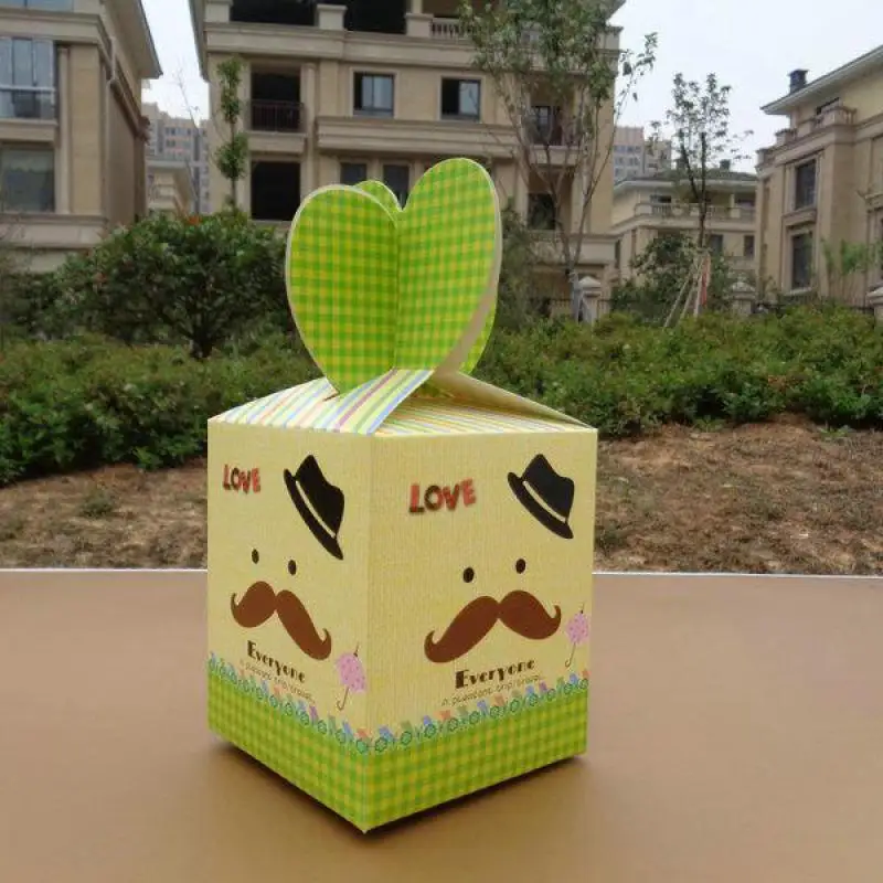 Image Wedding Favor Mustache Hat Cube Candy Boxes Chocolates Box 50pcs