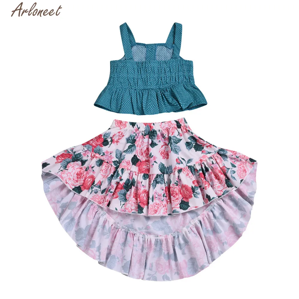 ARLONEET Clothes Girls Kids Blue Tops Skirt 2019 Child Sleeveless 2pc Cotton Party Dot&Floral Print Easy wash Clothes Set
ARLONEET Clothes Girls Kids Blue Tops Skirt 2019 Child Sleeveless 2pc Cotton Party Dot&Floral Print Easy wash Clothes Set