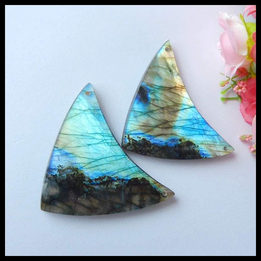 Natural Nugget Semi-precious stones, Jewelry accessories Labradorite Earring Birthday gift,54x35x4mm,22.9g
Natural Nugget Semi-precious stones, Jewelry accessories Labradorite Earring Birthday gift,54x35x4mm,22.9g