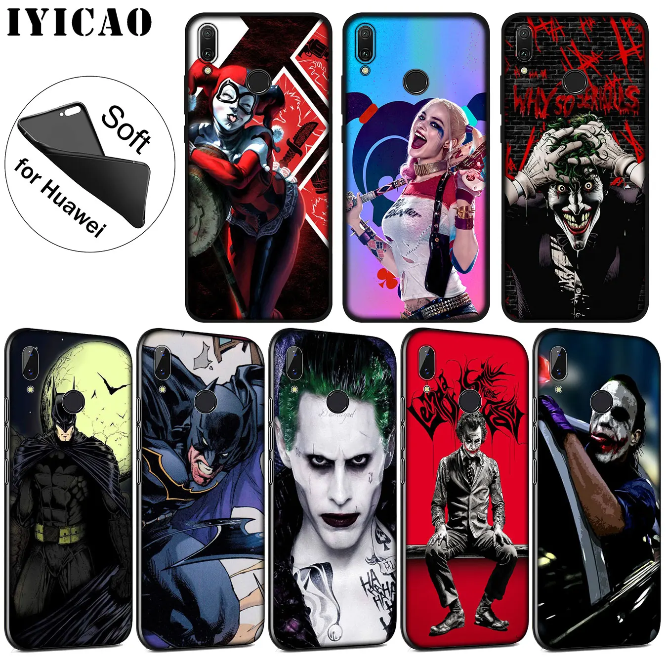 IYICAO Batman Joker Soft Silicone Phone Case for Huawei P30 P20 Pro P10 P9 P8 Lite Mini 2017 2016 P smart Z 2019 Black Cover
IYICAO Batman Joker Soft Silicone Phone Case for Huawei P30 P20 Pro P10 P9 P8 Lite Mini 2017 2016 P smart Z 2019 Black Cover