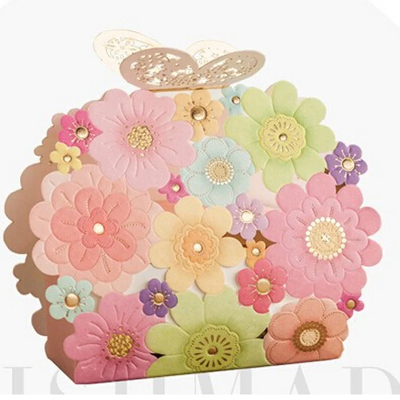50pcs Wedding Favors Gifts Box Flower Butterfly Laser Elegant