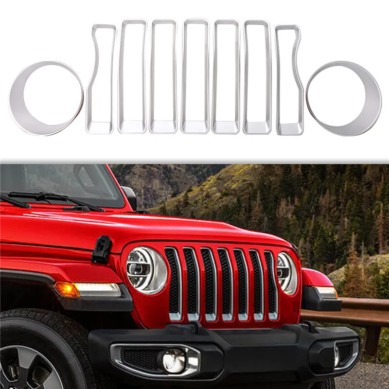 For 2018 Jeep Wrangler JL Front Insert Mesh Grill Grille Cover Trim + Headlight Cover Trim Head Lamp Bezels Exterior ABS Sticker
For 2018 Jeep Wrangler JL Front Insert Mesh Grill Grille Cover Trim + Headlight Cover Trim Head Lamp Bezels Exterior ABS Sticker
