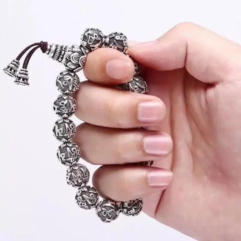 Thai Silver Rope Unisex Bracelet Men Charm Fine Retro Tibetan Buddhism Plated Six Words Mantras Lotus Beads Bracelet Women
Thai Silver Rope Unisex Bracelet Men Charm Fine Retro Tibetan Buddhism Plated Six Words Mantras Lotus Beads Bracelet Women