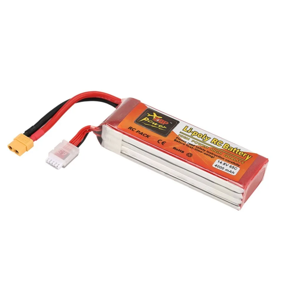 

ZOP Power 14.8V 4000mAh 65C 4S 1P Lipo Battery XT60 Plug Rechargeable for RC Racing Drone Quadcopter Helicopter Car Boat Mode